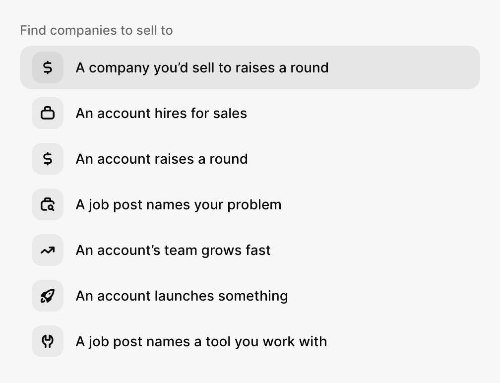 Agent ideas under Find companies to sell to